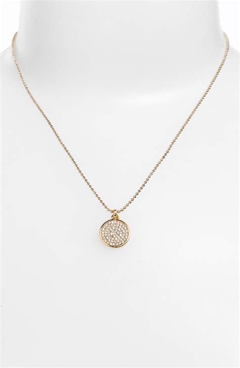 michael kors pave circle pendant necklace|michael kors chain link necklace.